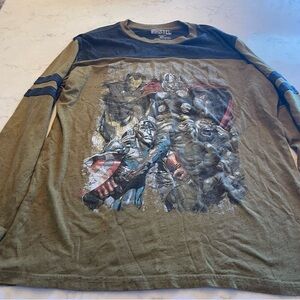 Marvel Heroes Olive and Navy Long Sleeve Tee. Item # 11254